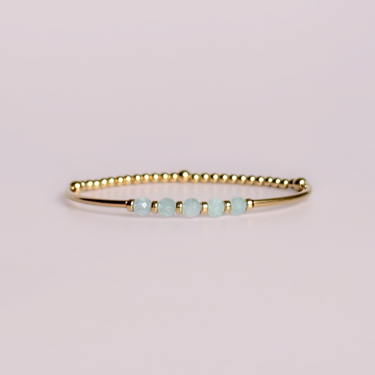 March Birthstone Milestone Birthday Gold Filled Aquamarine Bracelet