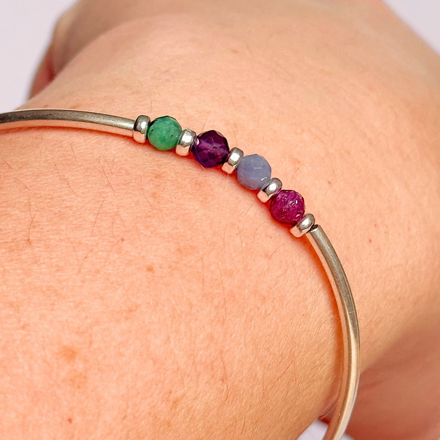 Personalised Custom Family Birthstone Sterling Silver Crystal Bracelet