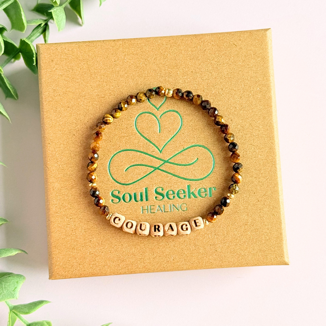 Bracelet featuring 5mm engraved wooden beads, which you can personalise with your choice of words, numbers and symbols. The main the band of the bracelet is made with 4mm faceted tigers eye round crystal gemstone beads. Finished with your choice of gold vermeil, sterling silver or rose gold vermeil accent beads.
