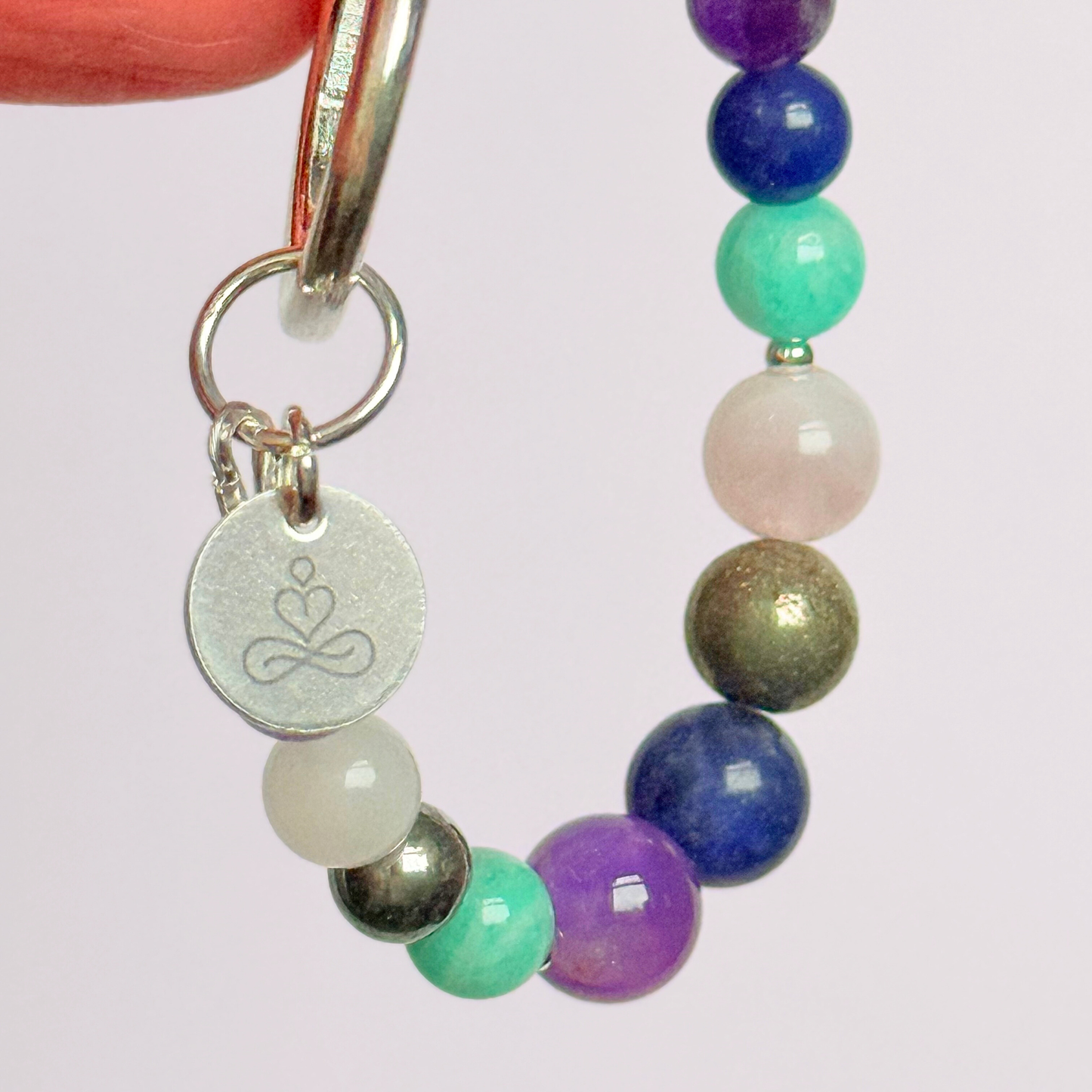 Anxiety Relief 4-4-4 breath work beads. Crystal box breathing keyring