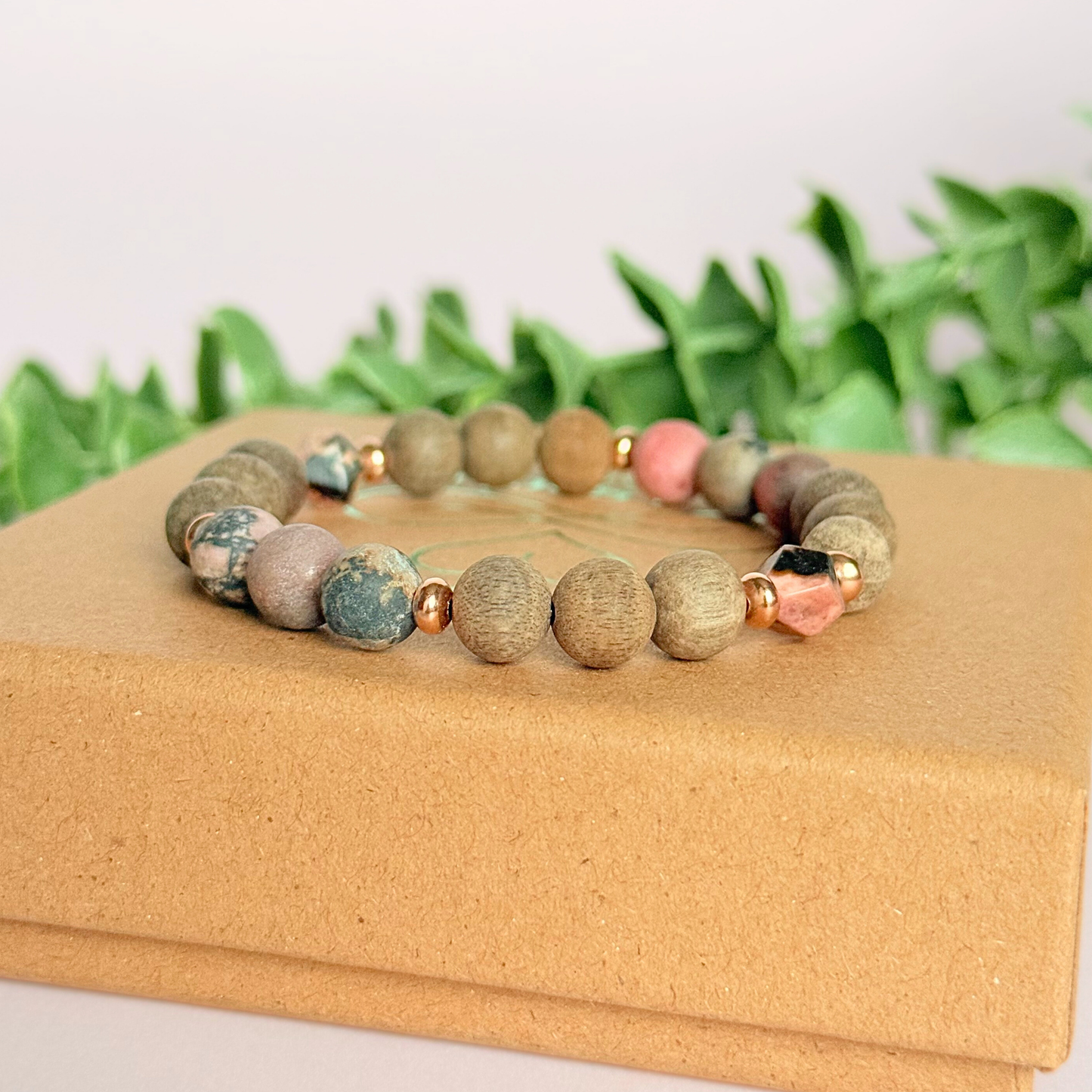 Rhodonite essential oil aromatherapy diffuser bracelet