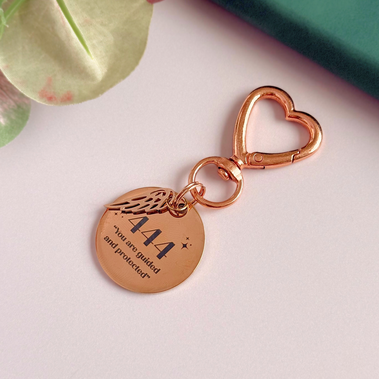 444 Angel Number Keyring / Bag Charm With Optional Crystal
