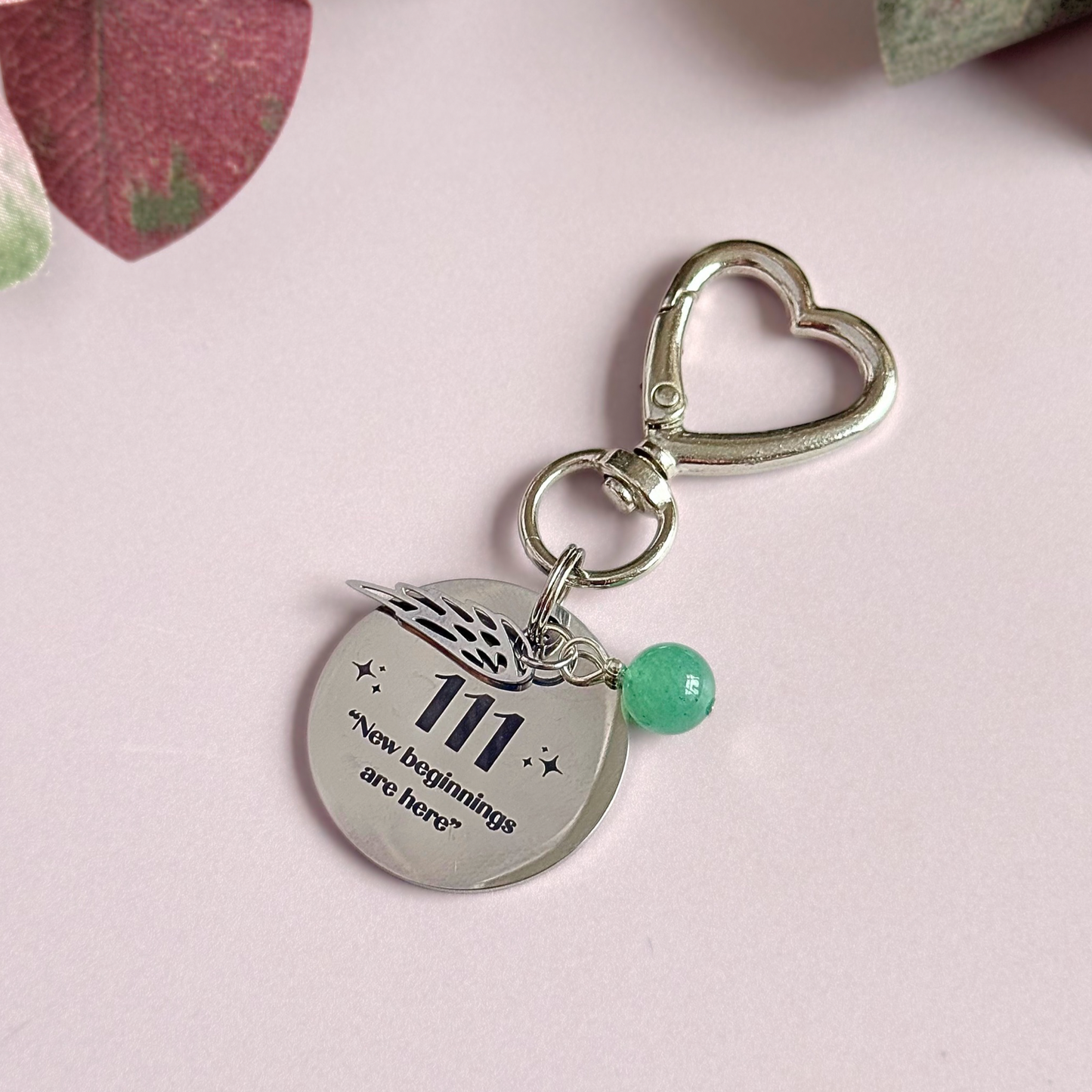 111 Angel Number Keyring / Bag Charm With Optional Crystal