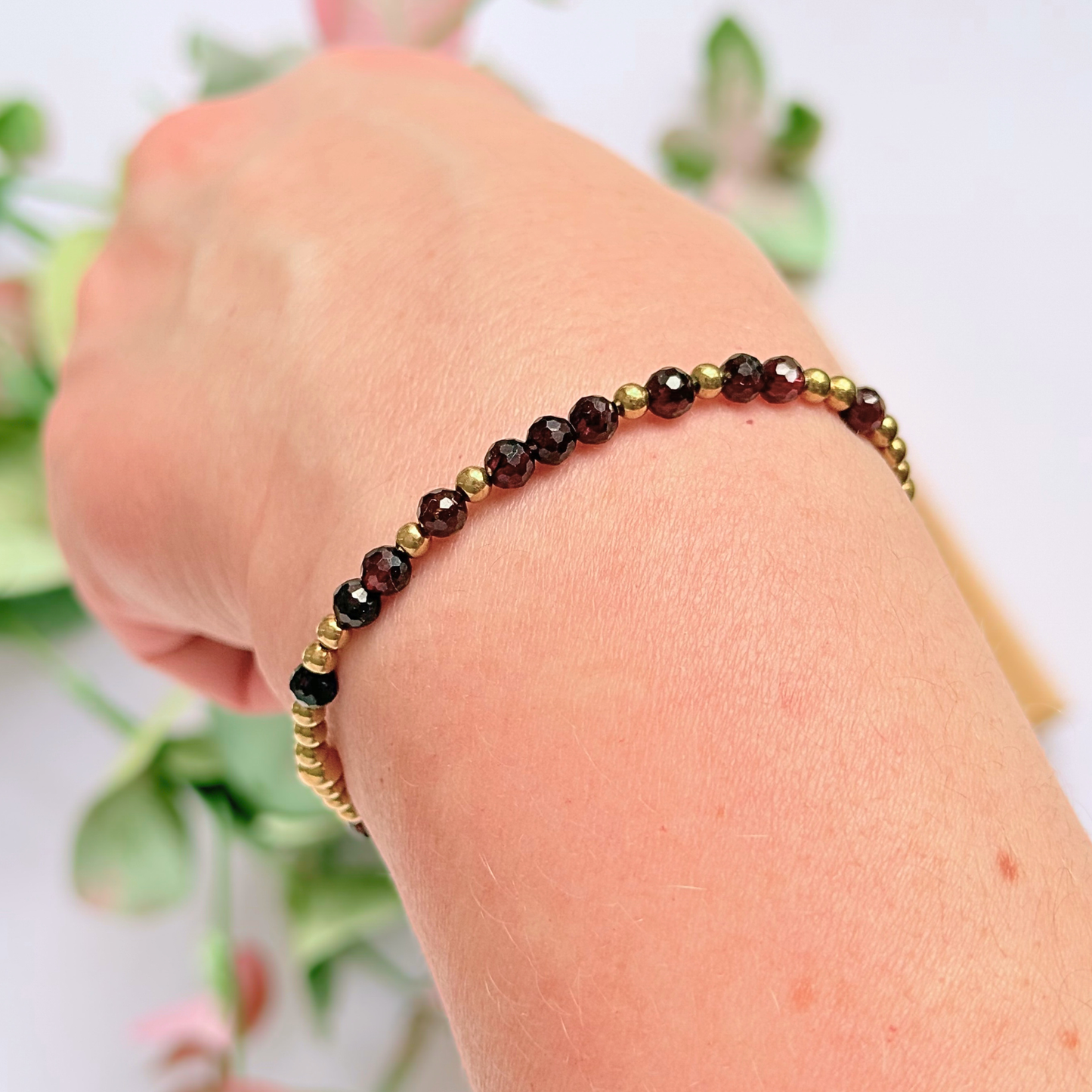 Gold Vermeil Garnet January Birthstone Bracelet
