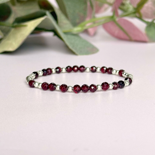Sterling Silver Garnet January Birthstone Bracelet