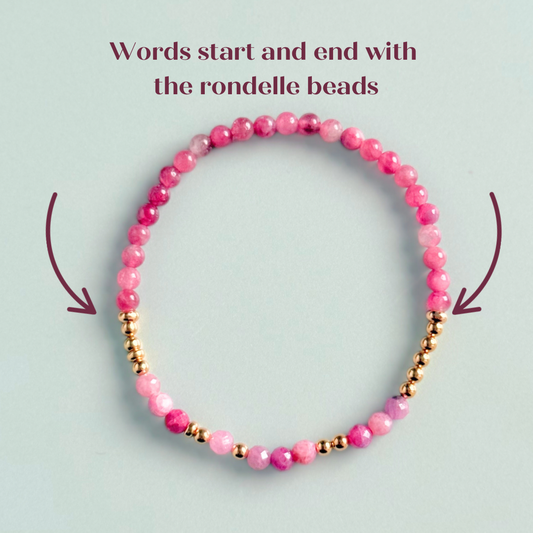 “I Am Enough’’ pink tourmaline crystal morse code bracelet