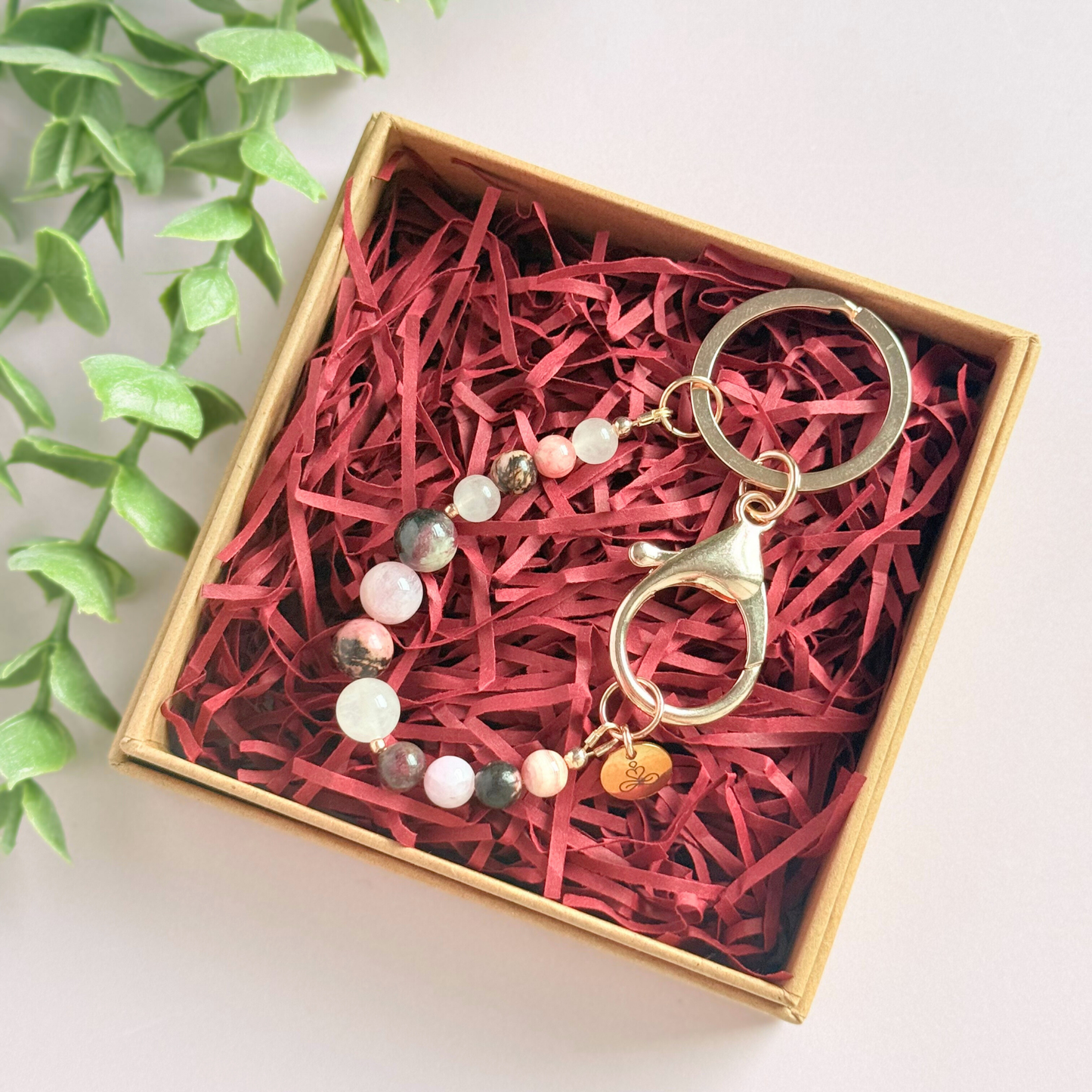 Self Love 4-4-4 breath work beads. Crystal breathing keyring