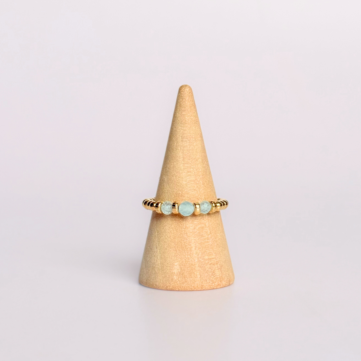 Aquamarine crystal trilogy gold vermeil ring