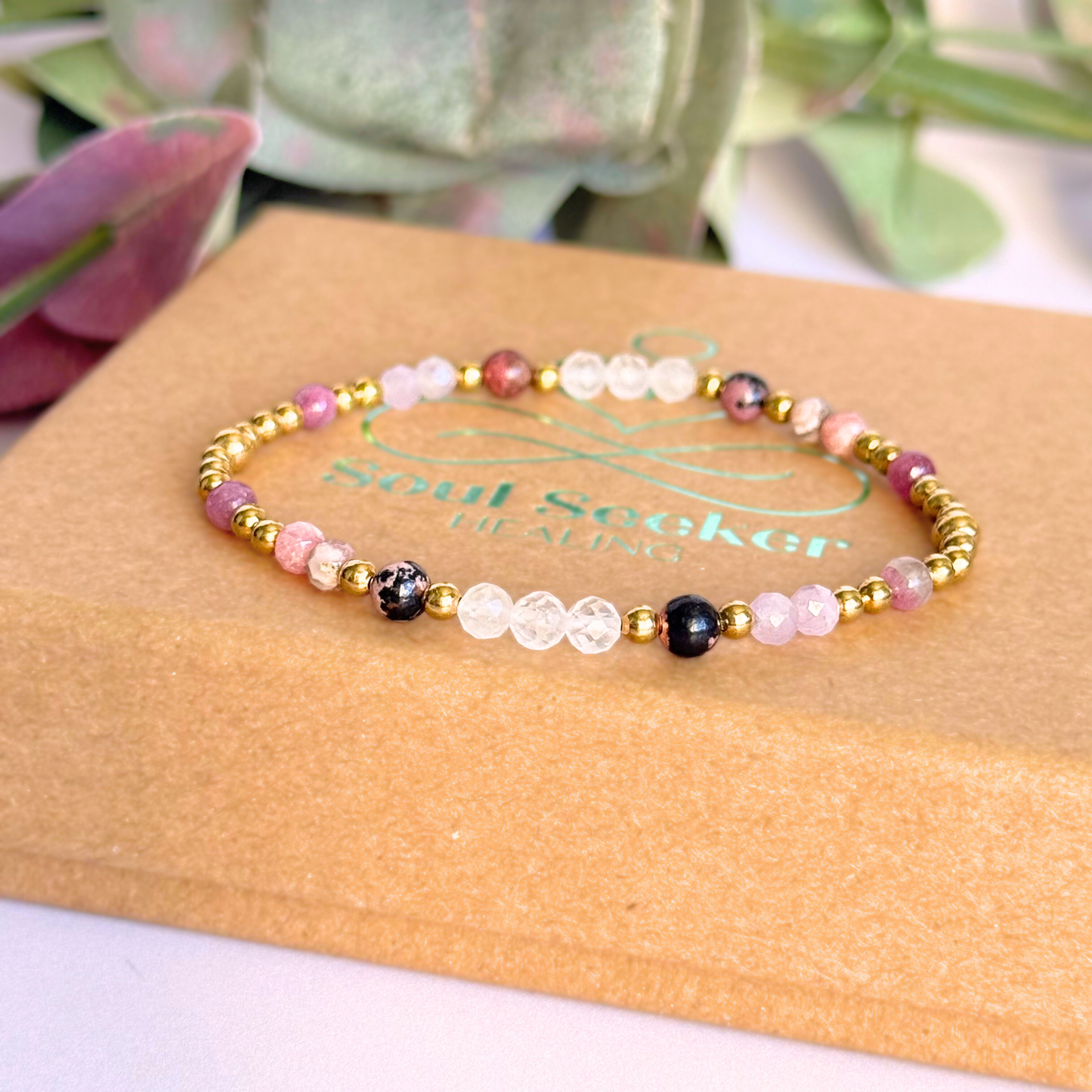 Gold vermeil crystal self love bracelet