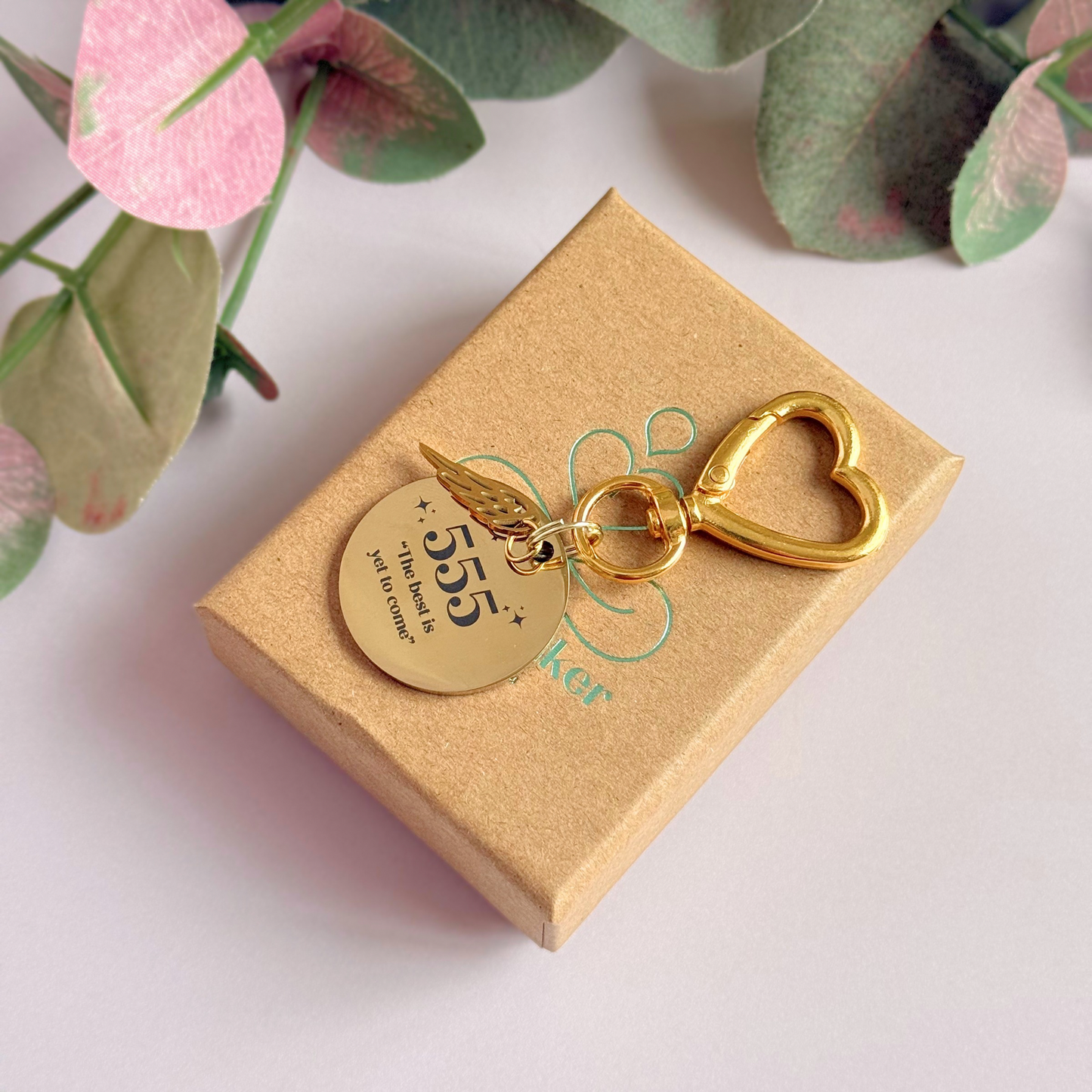 555 Angel Number Keyring / Bag Charm With Optional Crystal