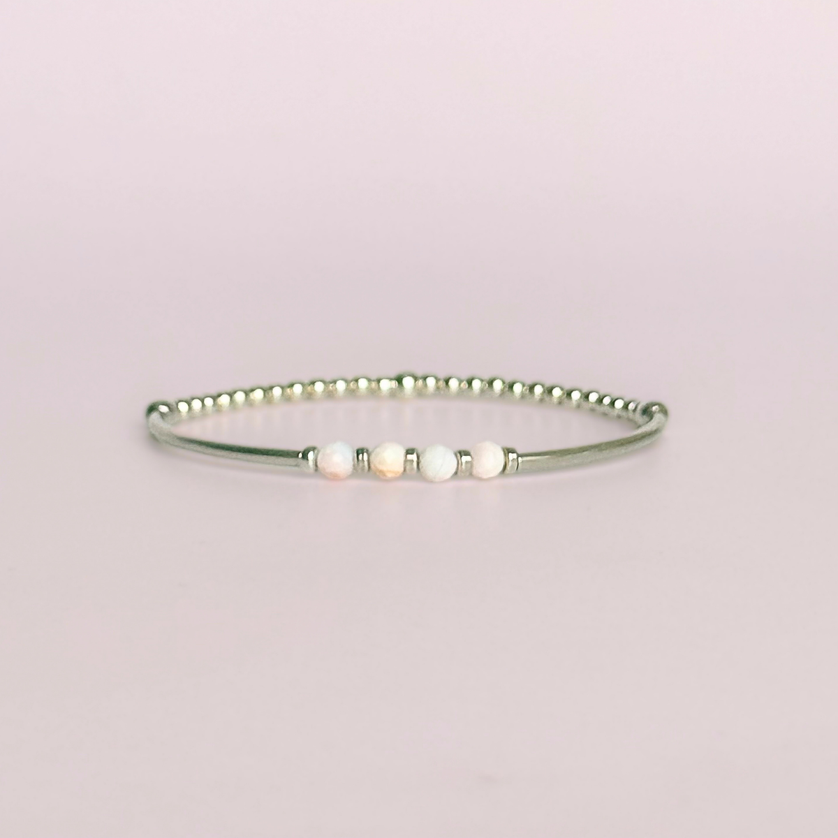October Birthstone Milestone Birthday Sterling Silver Pink Opal Bracelet