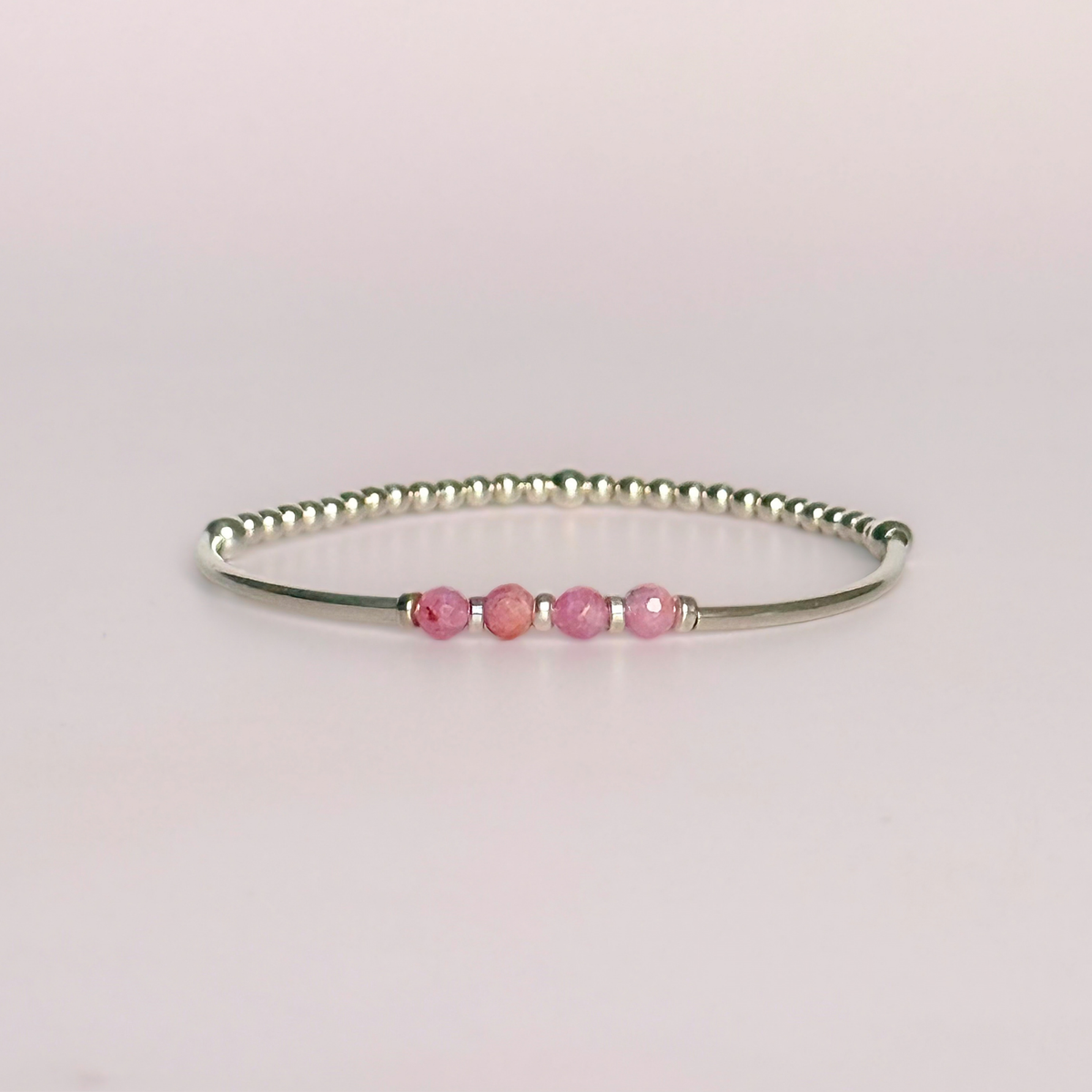 October Birthstone Milestone Birthday Sterling Silver Pink Tourmaline Bracelet