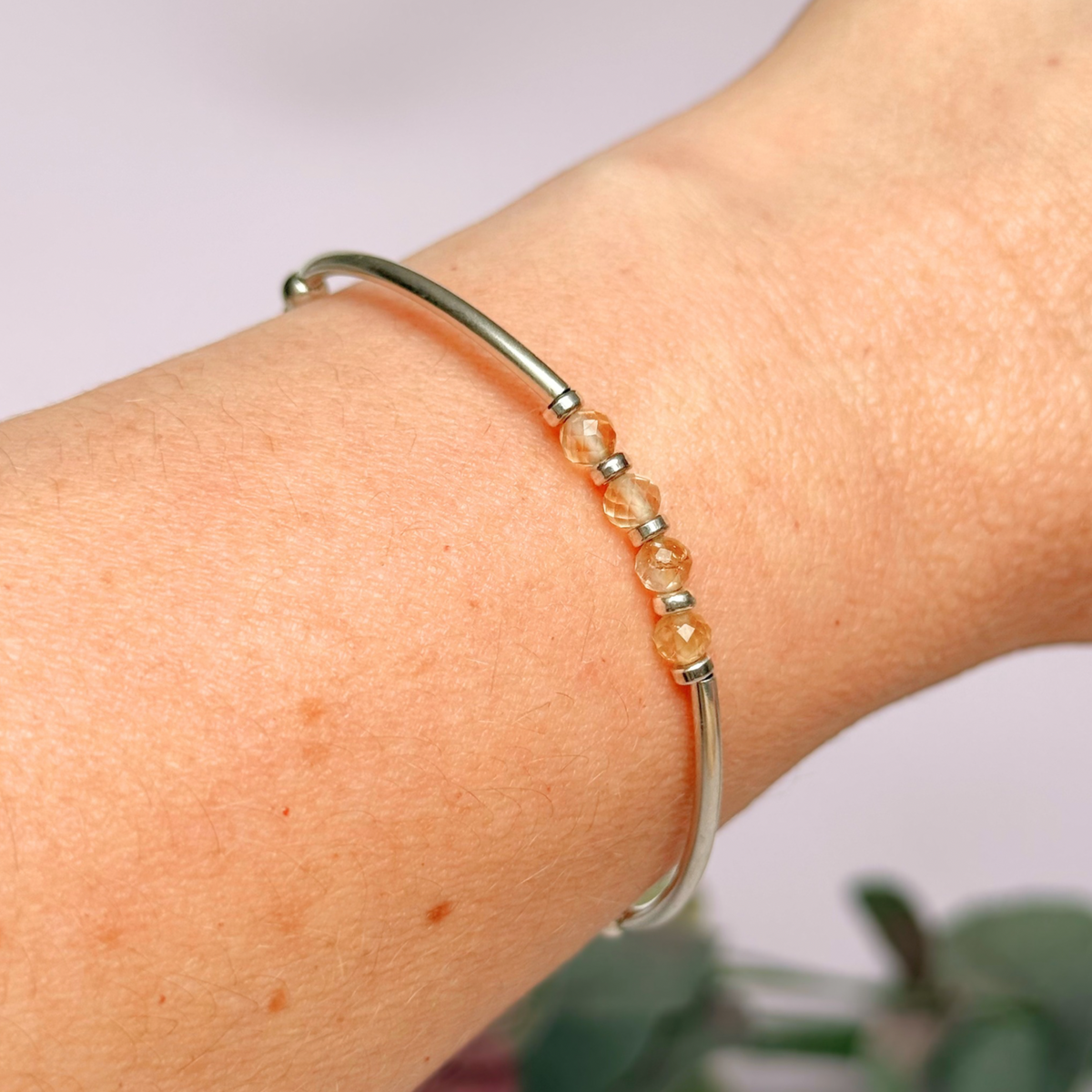 November Birthstone Milestone Birthday Sterling Silver Citrine Bracelet