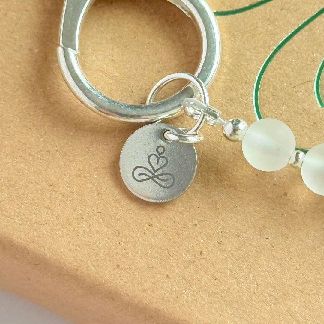 Clear Quartz 4-7-8 breath work beads. Crystal breathing keyring