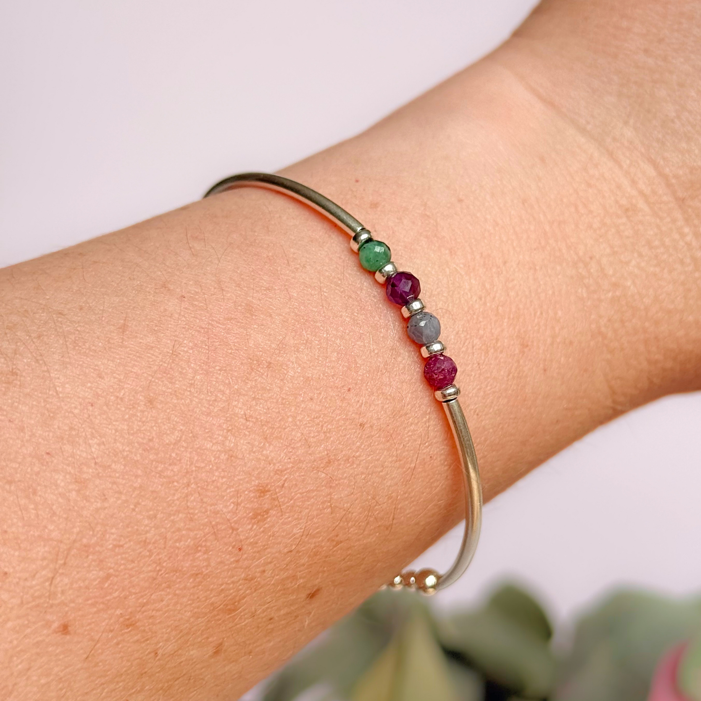 Personalised Custom Family Birthstone Sterling Silver Crystal Bracelet