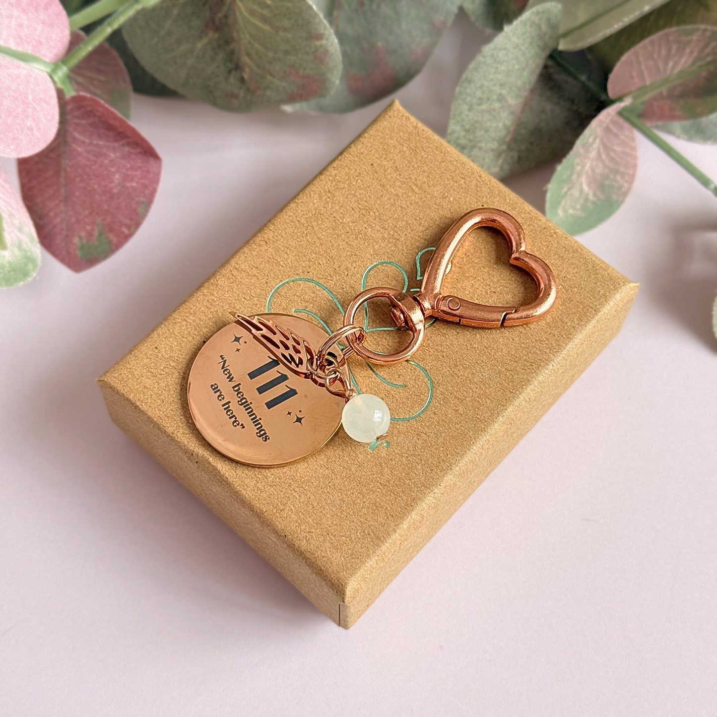 111 Angel Number Keyring / Bag Charm With Optional Crystal