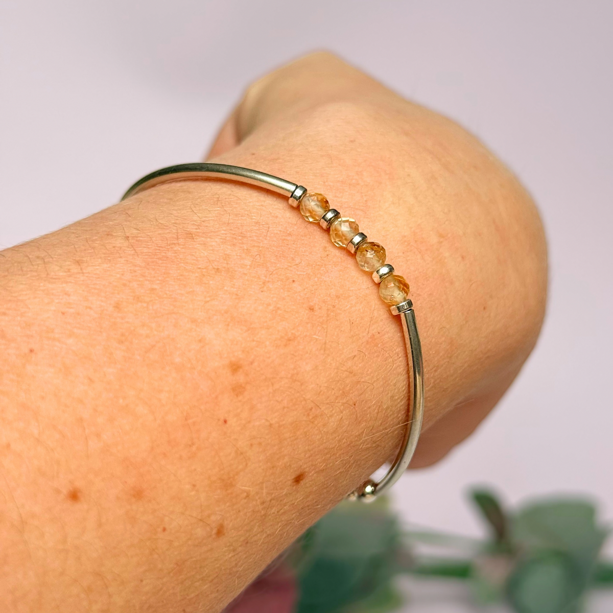 November Birthstone Milestone Birthday Sterling Silver Citrine Bracelet