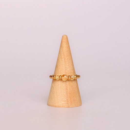 Citrine crystal trilogy gold vermeil ring