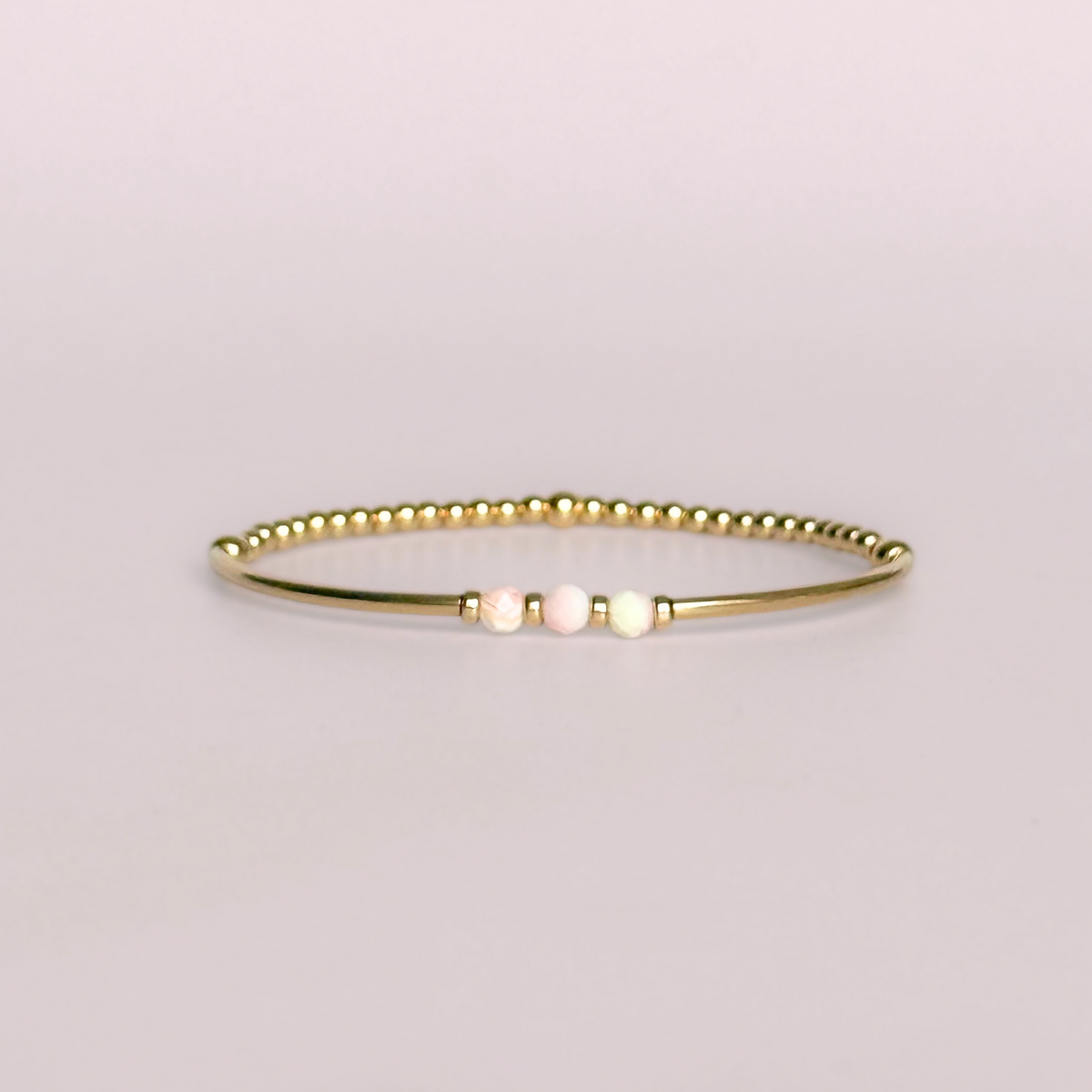 October Birthstone Milestone Birthday Gold Filled Pink Opal Bracelet