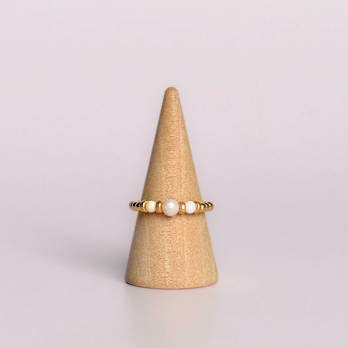 Pink Opal crystal trilogy gold vermeil ring