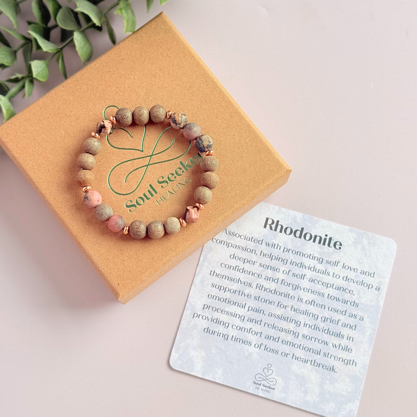 Rhodonite essential oil aromatherapy diffuser bracelet