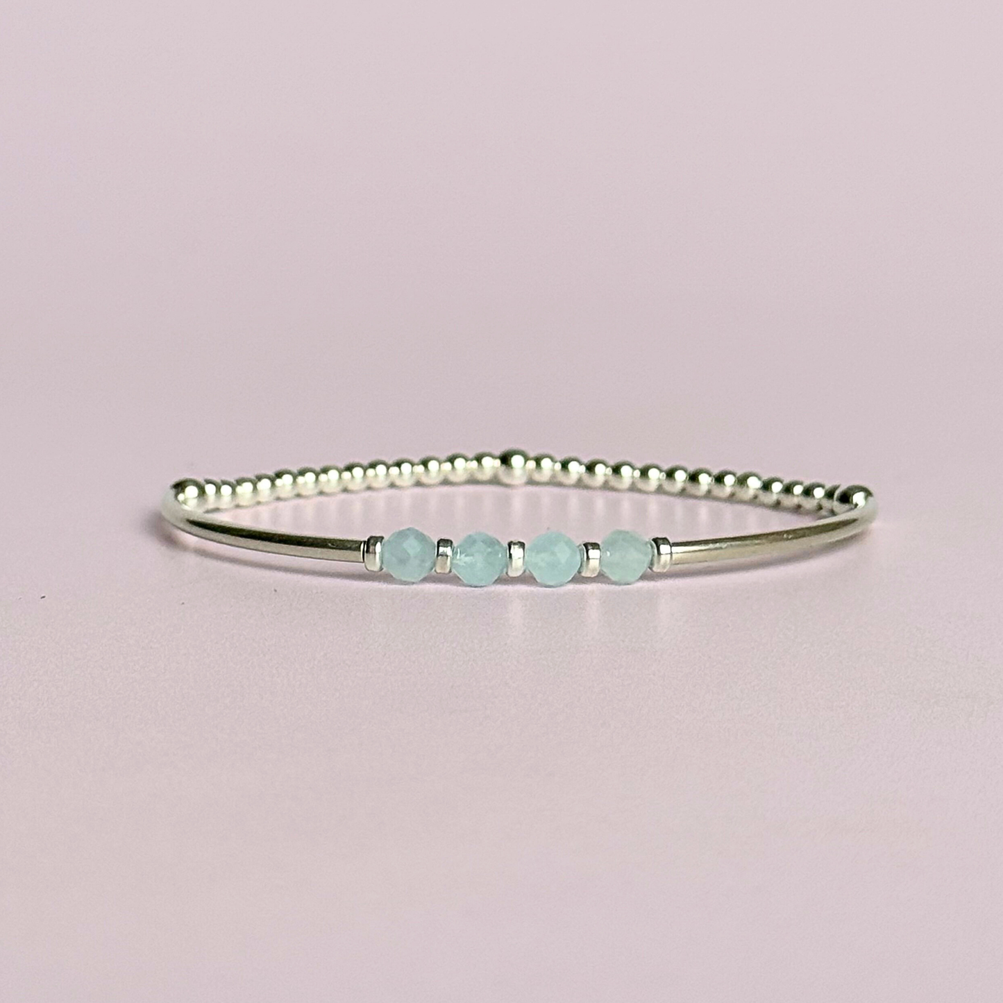 March Birthstone Milestone Birthday Sterling Silver Aquamarine Bracelet