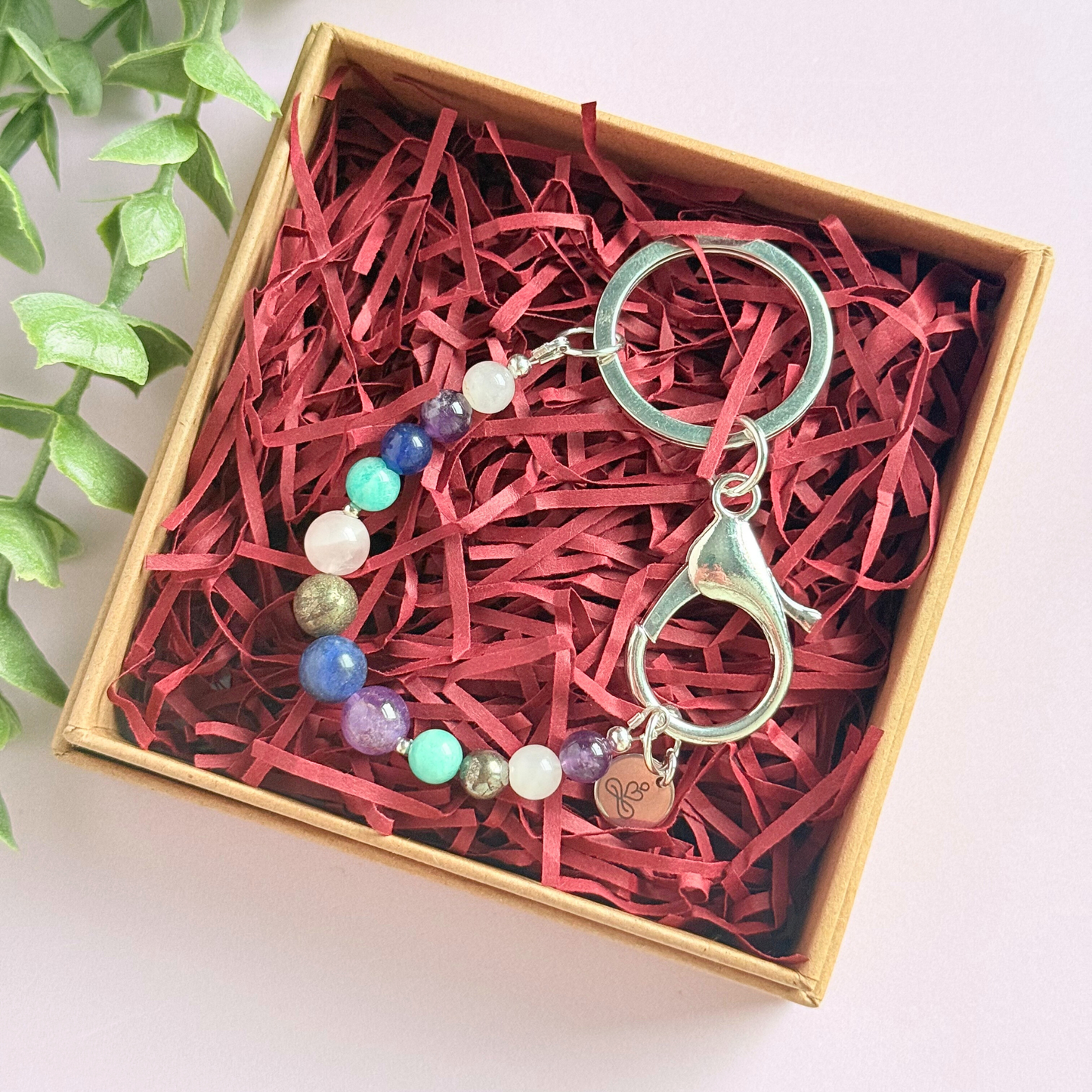 Anxiety Relief 4-4-4 breath work beads. Crystal box breathing keyring