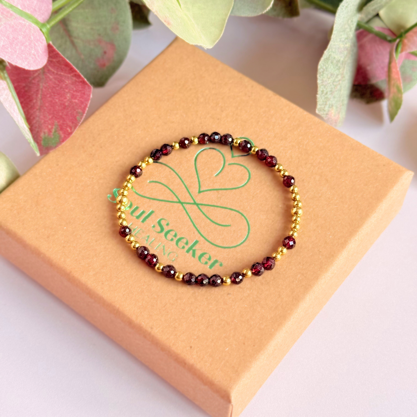 Gold Vermeil Garnet January Birthstone Bracelet
