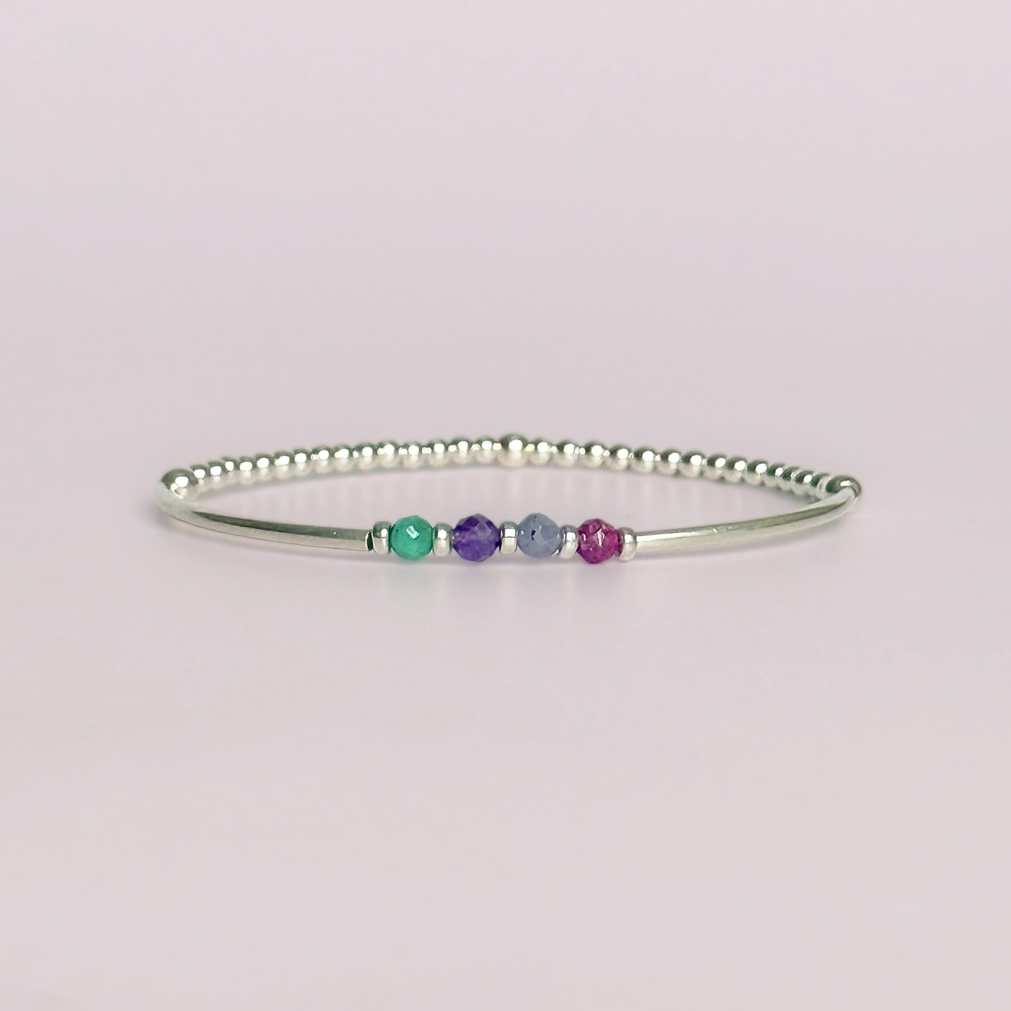 Personalised Custom Family Birthstone Sterling Silver Crystal Bracelet