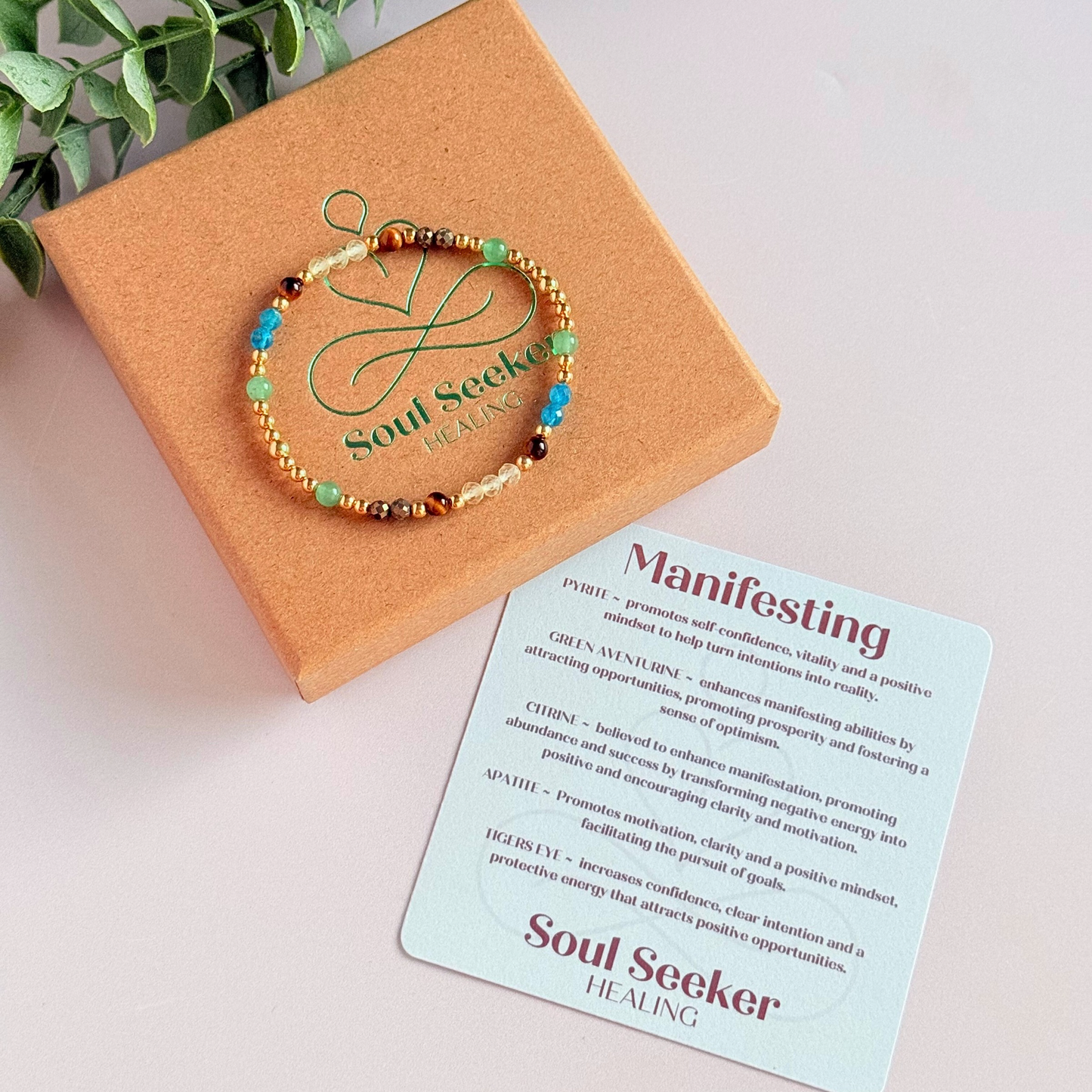 Gold vermeil crystal manifestation bracelet