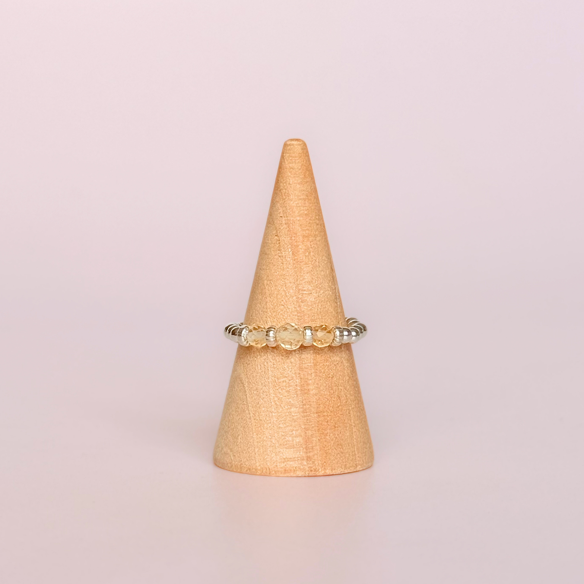 Citrine crystal trilogy sterling silver ring