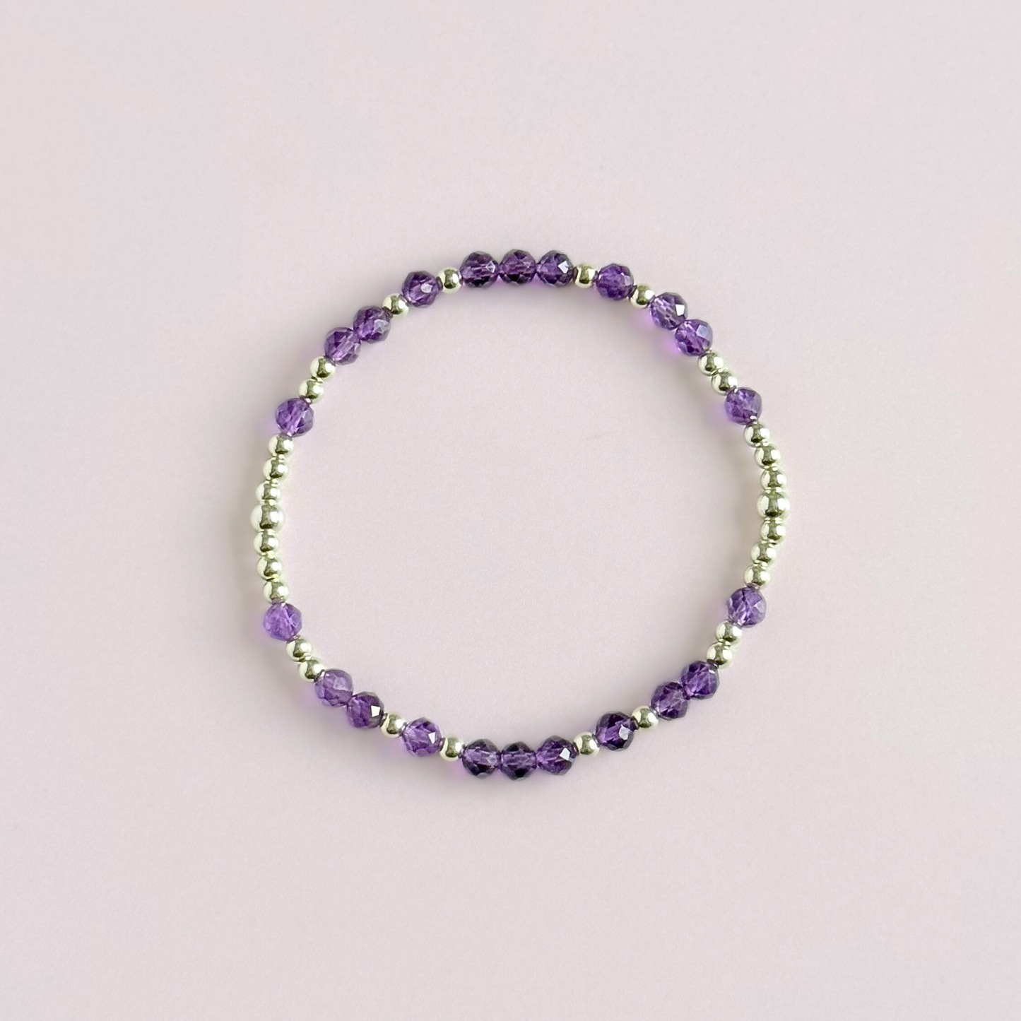 Sterling Silver Amethyst February Birthstone Bracelet