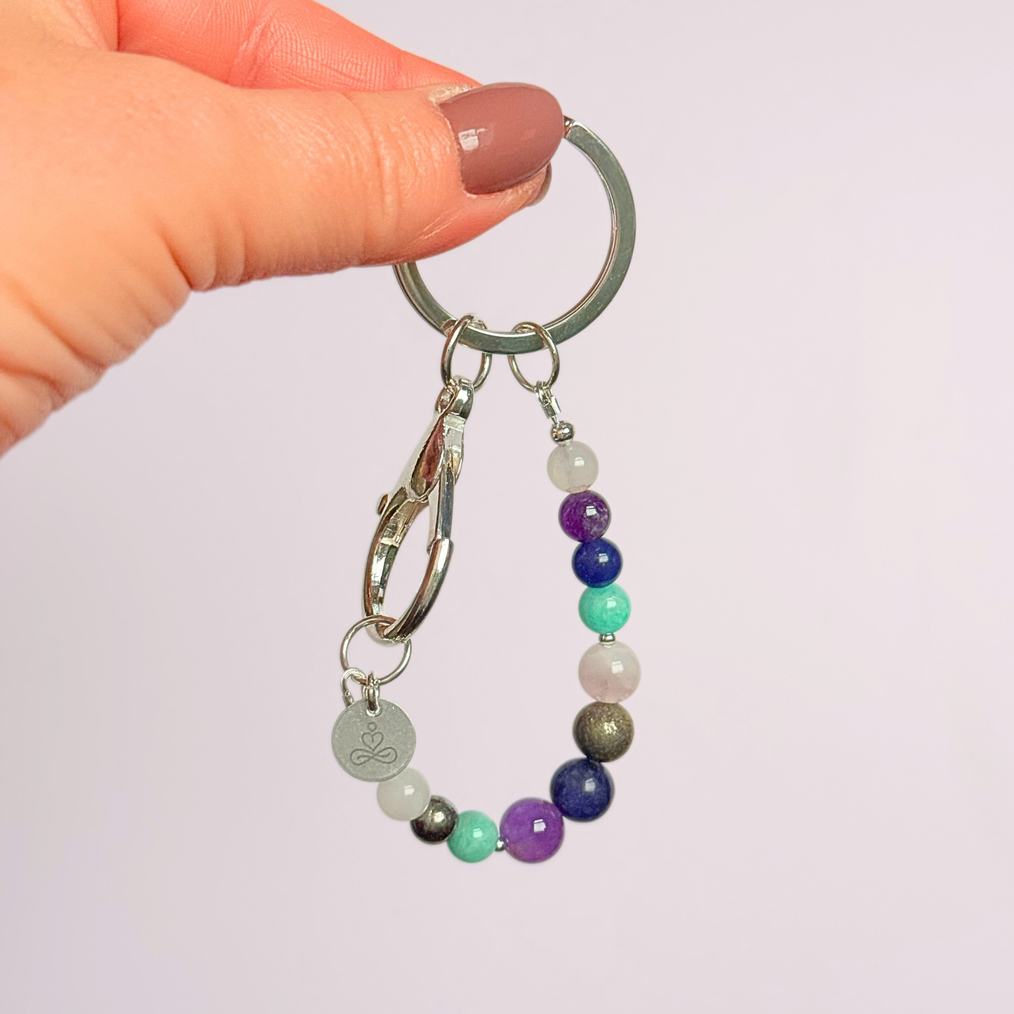 Anxiety Relief 4-4-4 breath work beads. Crystal box breathing keyring