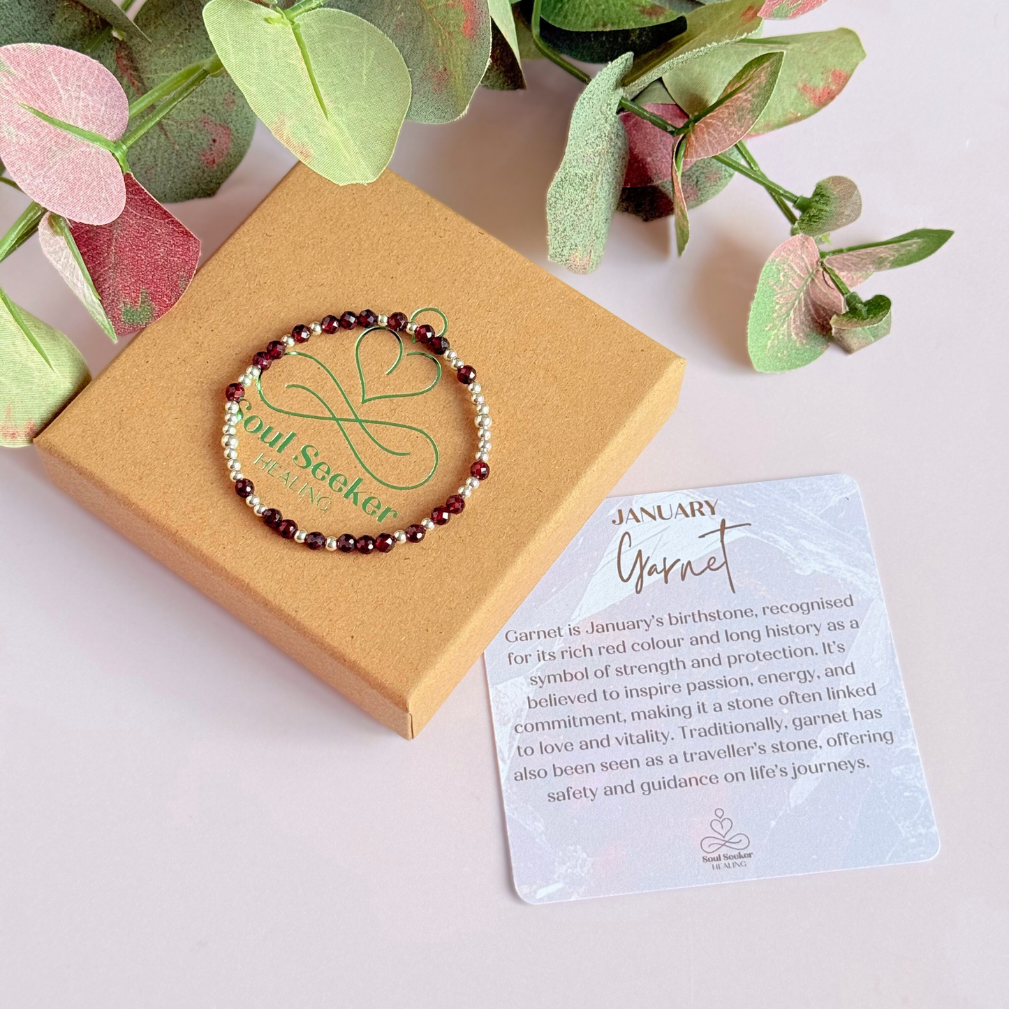 Sterling Silver Garnet January Birthstone Bracelet