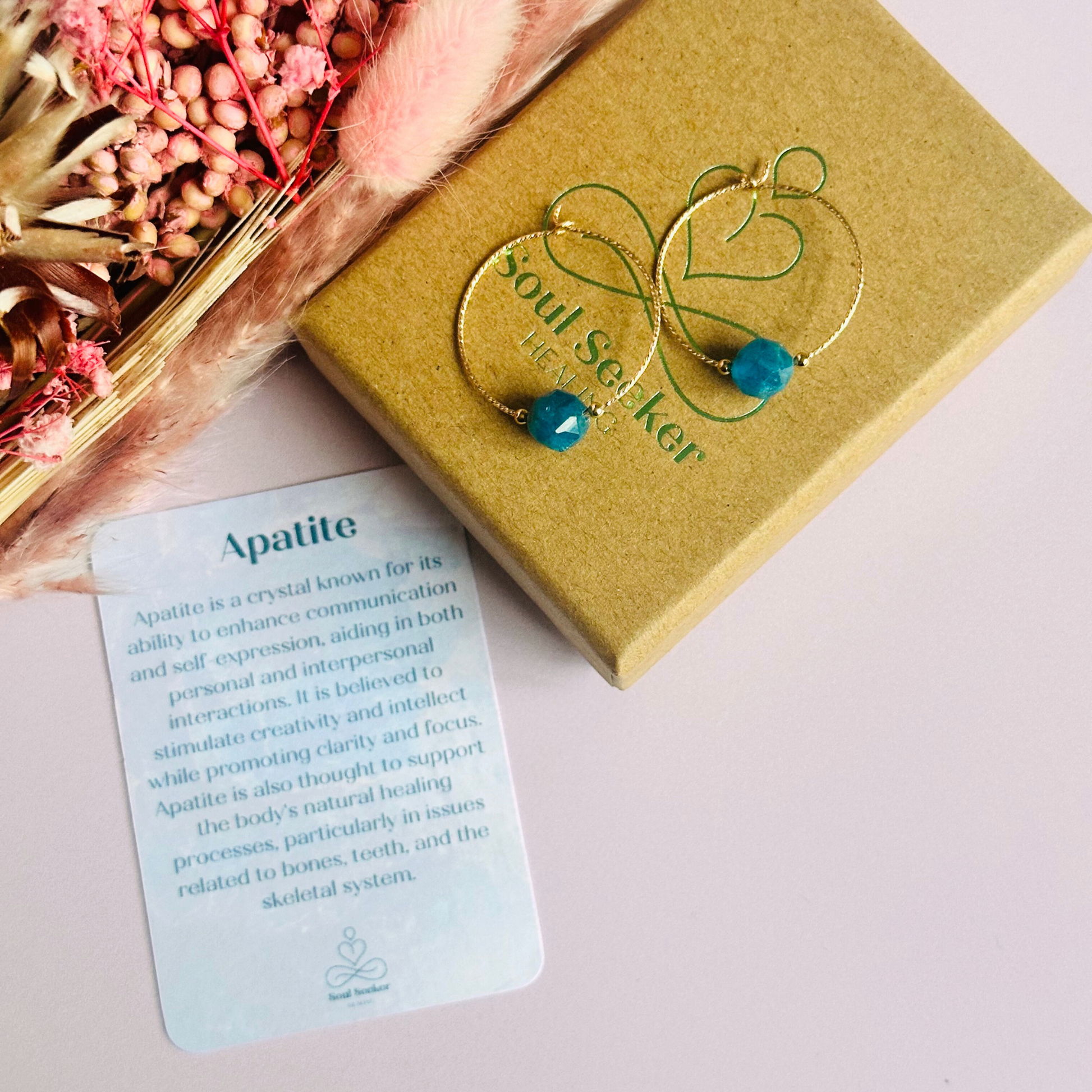 Gold filled apatite hoop earrings, crystal healing minimalist jewellery, teal blue genuine gemstone drop earrings, dainty dangly earrings