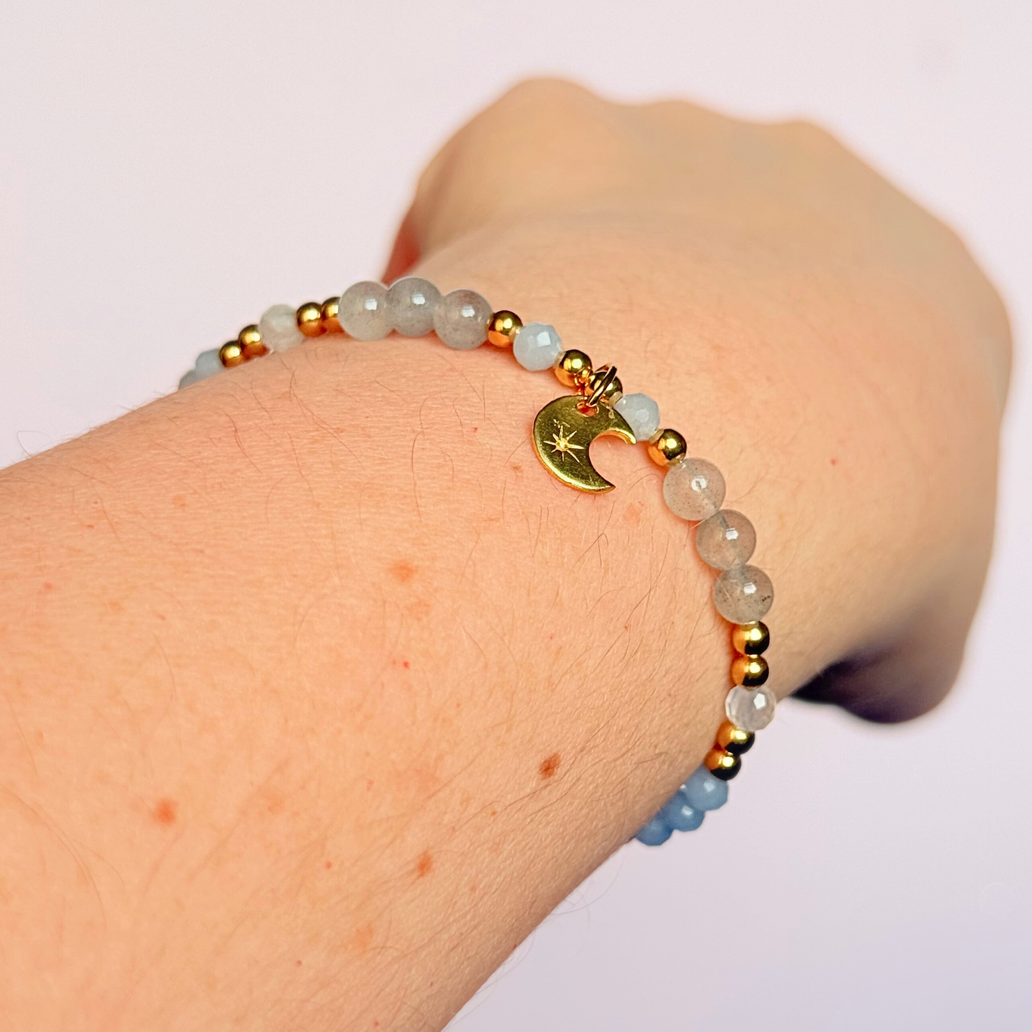 ‘Underneath The Moonlight’ crescent moon charm crystal bracelet