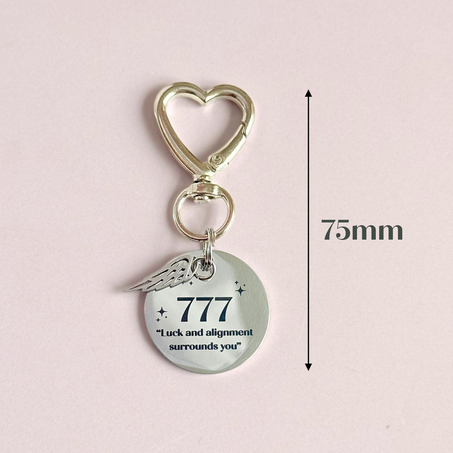 777 Angel Number Keyring / Bag Charm With Optional Crystal