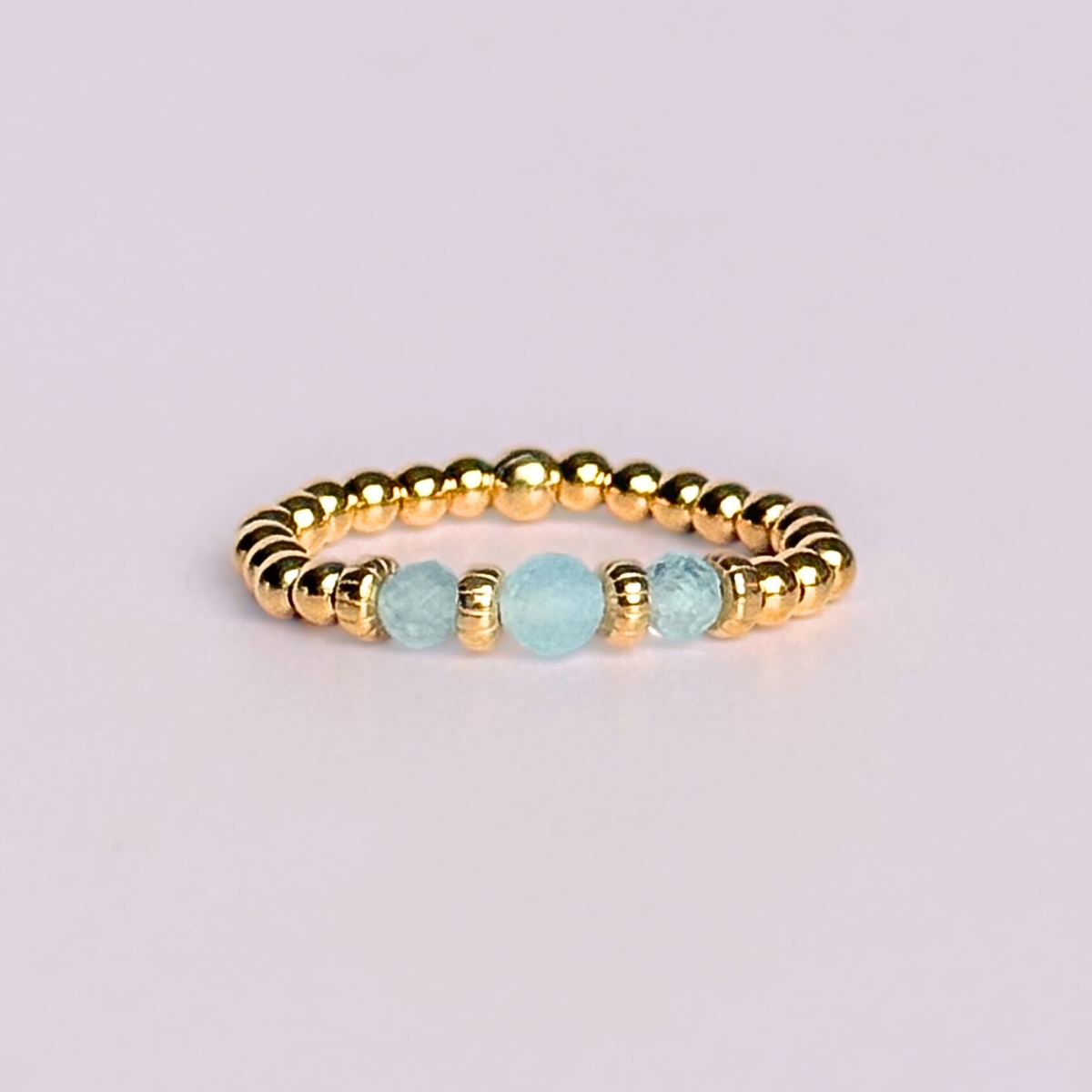 Aquamarine crystal trilogy gold vermeil ring