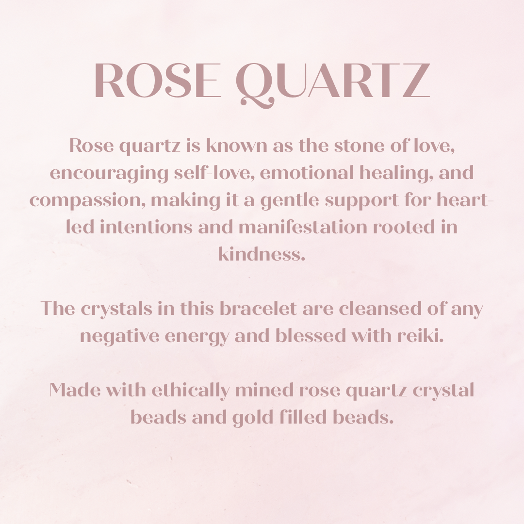 Morse code gold filled rose & quartz ‘Mum est. 2025’ bracelet