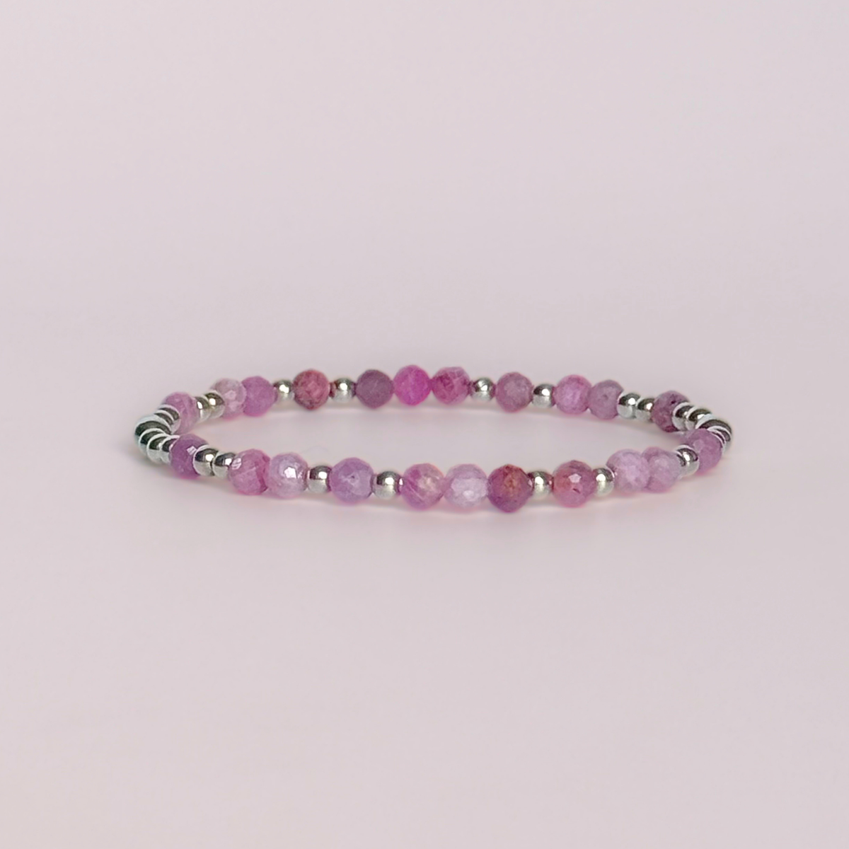 Sterling Silver Pink Tourmaline October Birthstone Bracelet