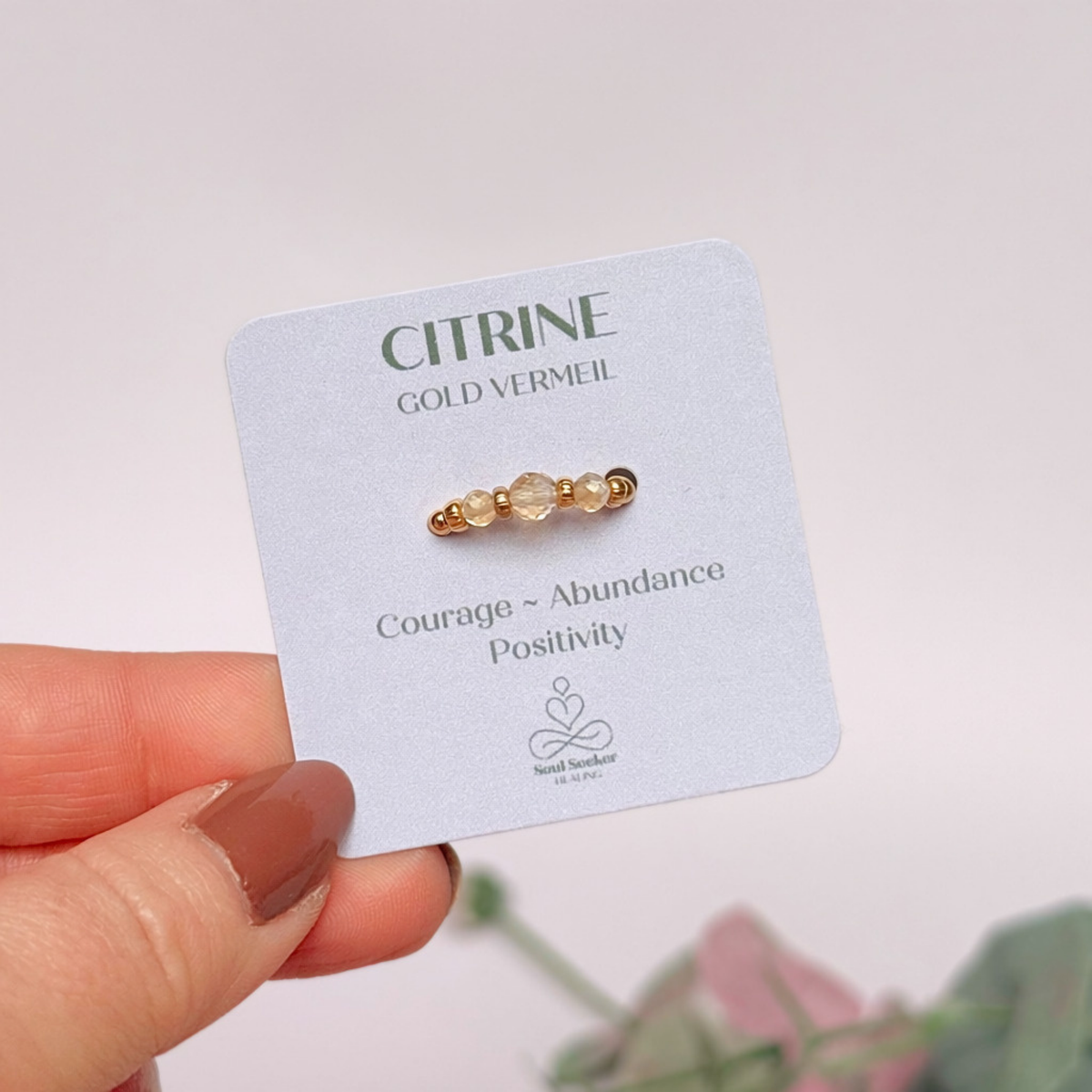 Citrine crystal trilogy gold vermeil ring
