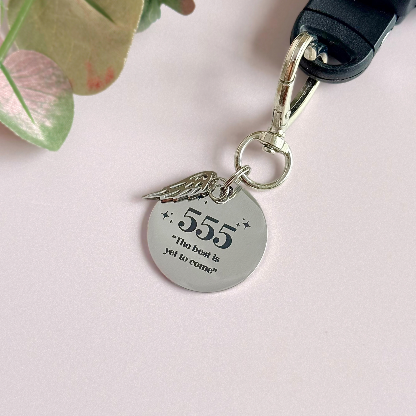 555 Angel Number Keyring / Bag Charm With Optional Crystal