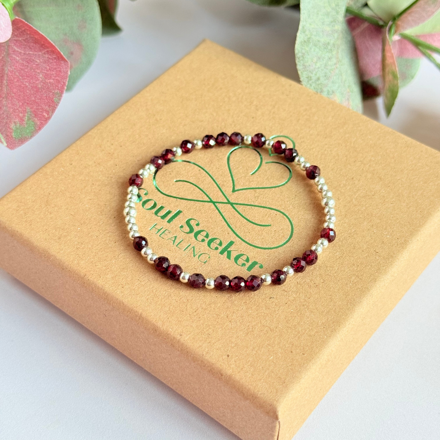 Sterling Silver Garnet January Birthstone Bracelet