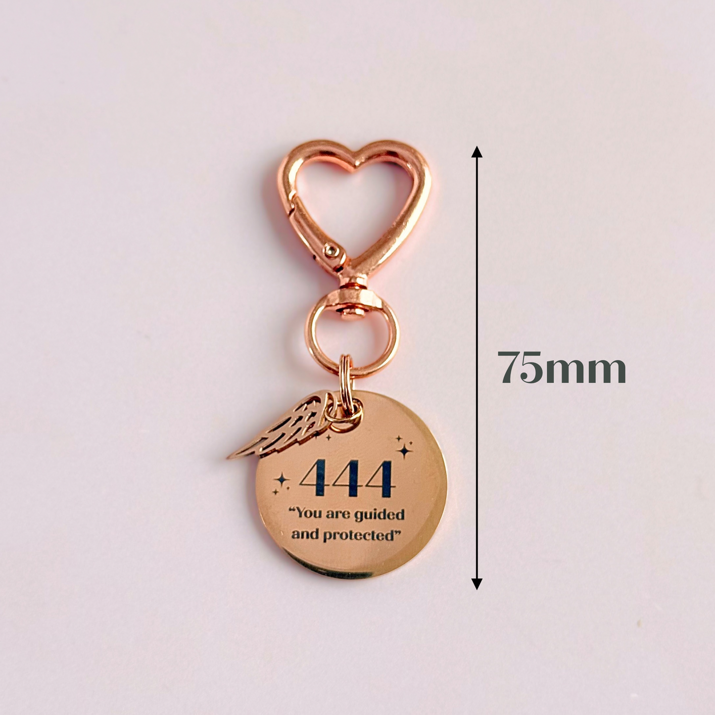 444 Angel Number Keyring / Bag Charm With Optional Crystal