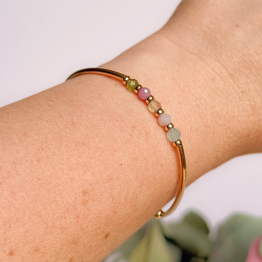 Personalised Custom Family Birthstone Gold Filled Crystal Bracelet
