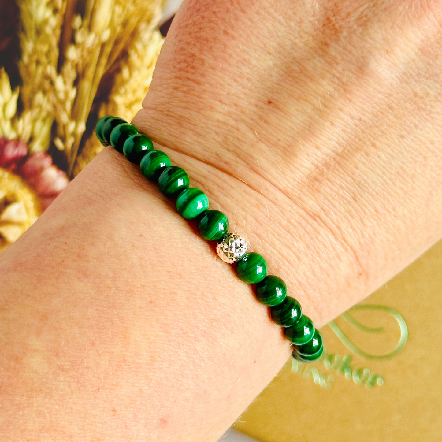 Malachite bracelet with focal bead