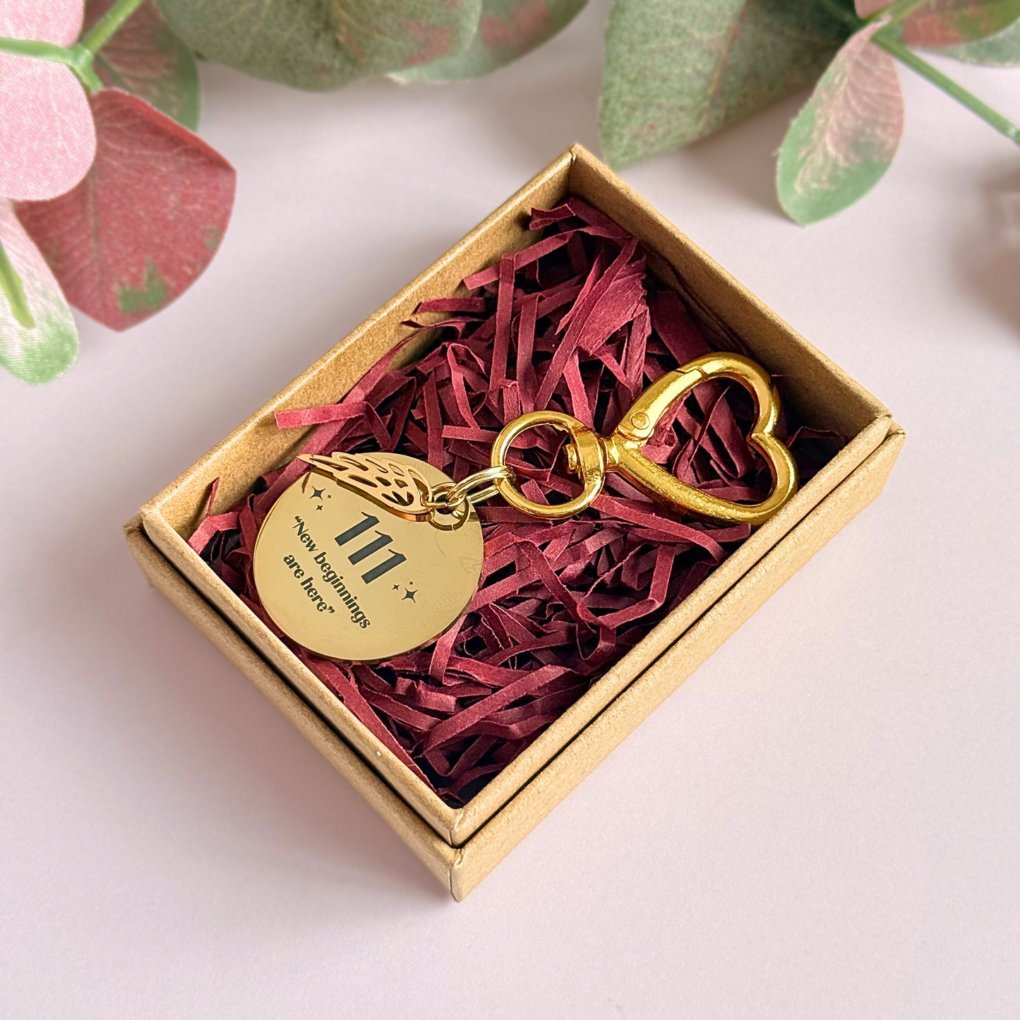111 Angel Number Keyring / Bag Charm With Optional Crystal