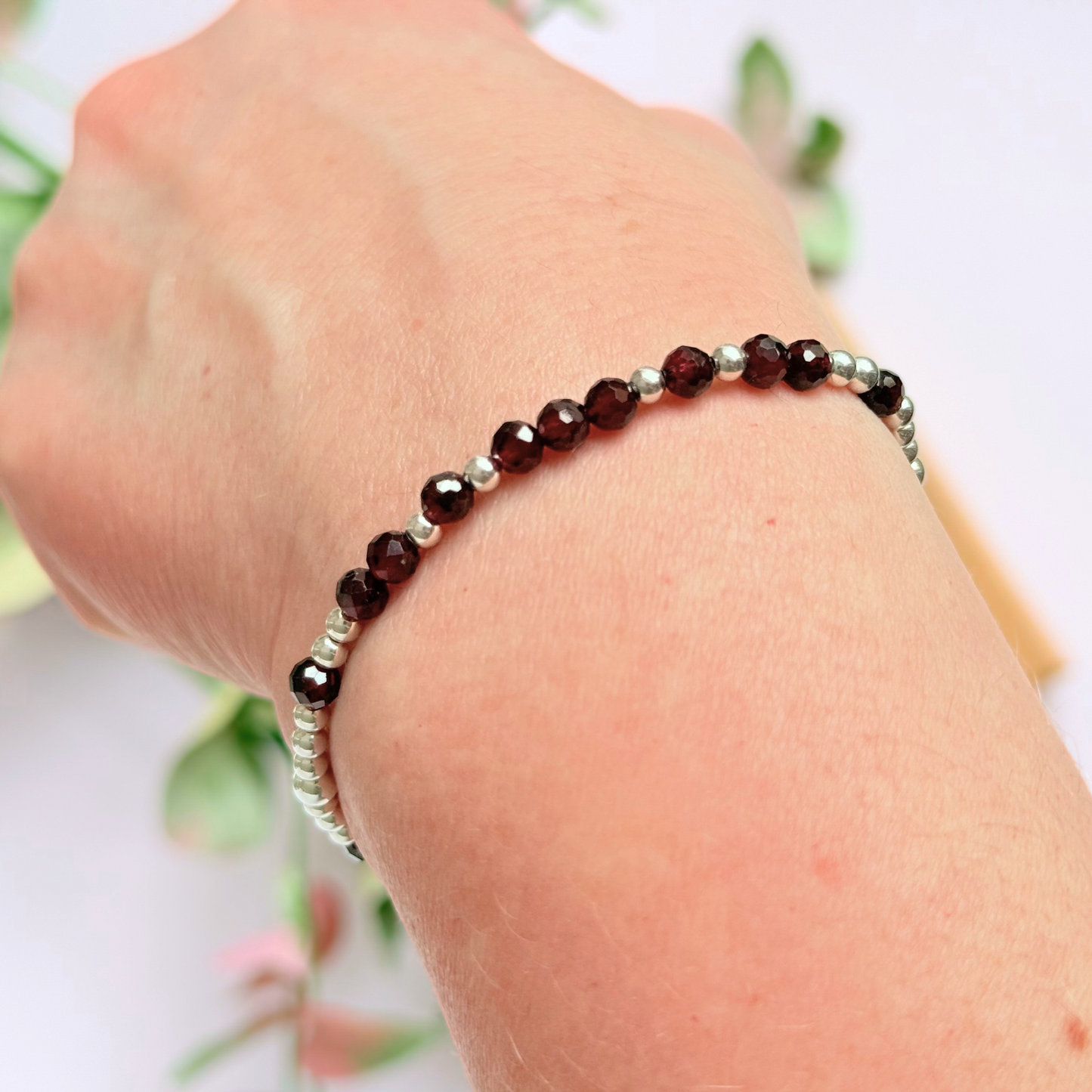 Sterling Silver Garnet January Birthstone Bracelet