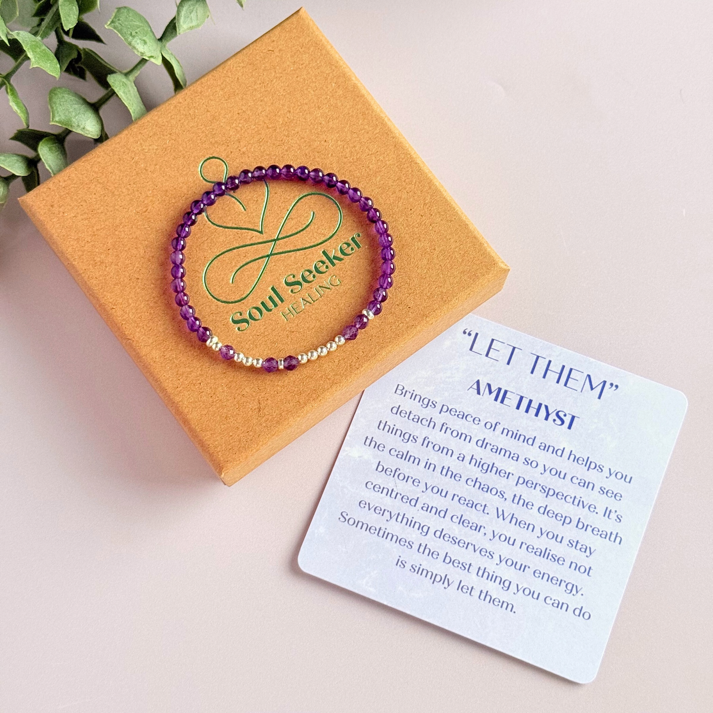 ‘Let them’’ amethyst crystal morse code bracelet