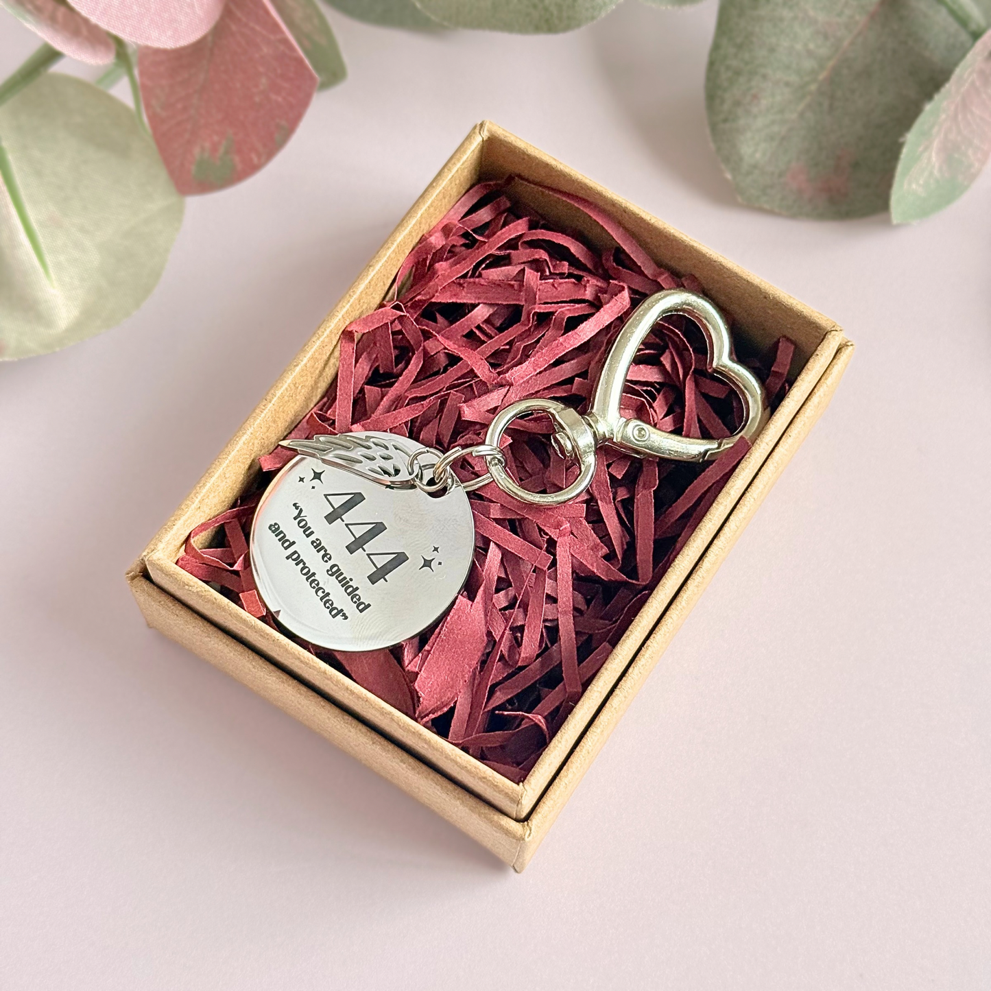 444 Angel Number Keyring / Bag Charm With Optional Crystal